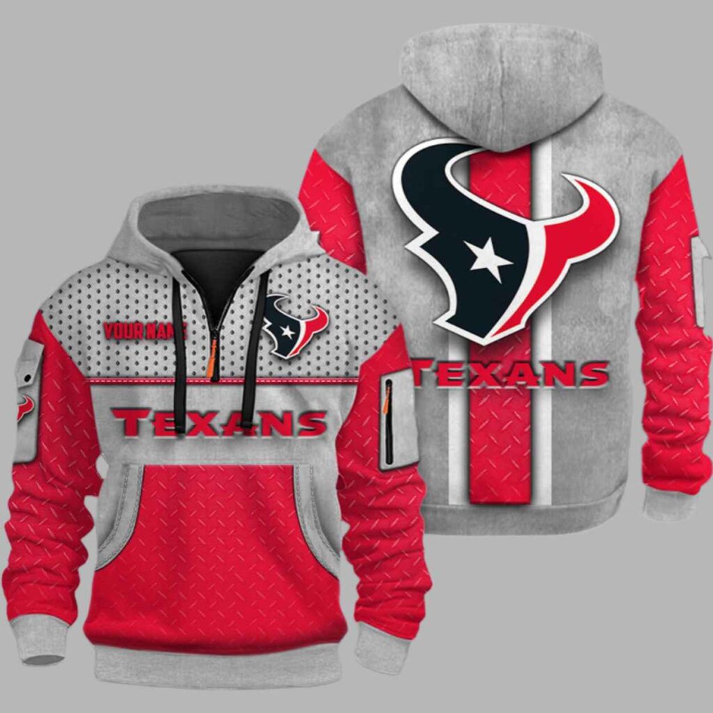 Texans Personalization 3D Half zip Hoodie 2