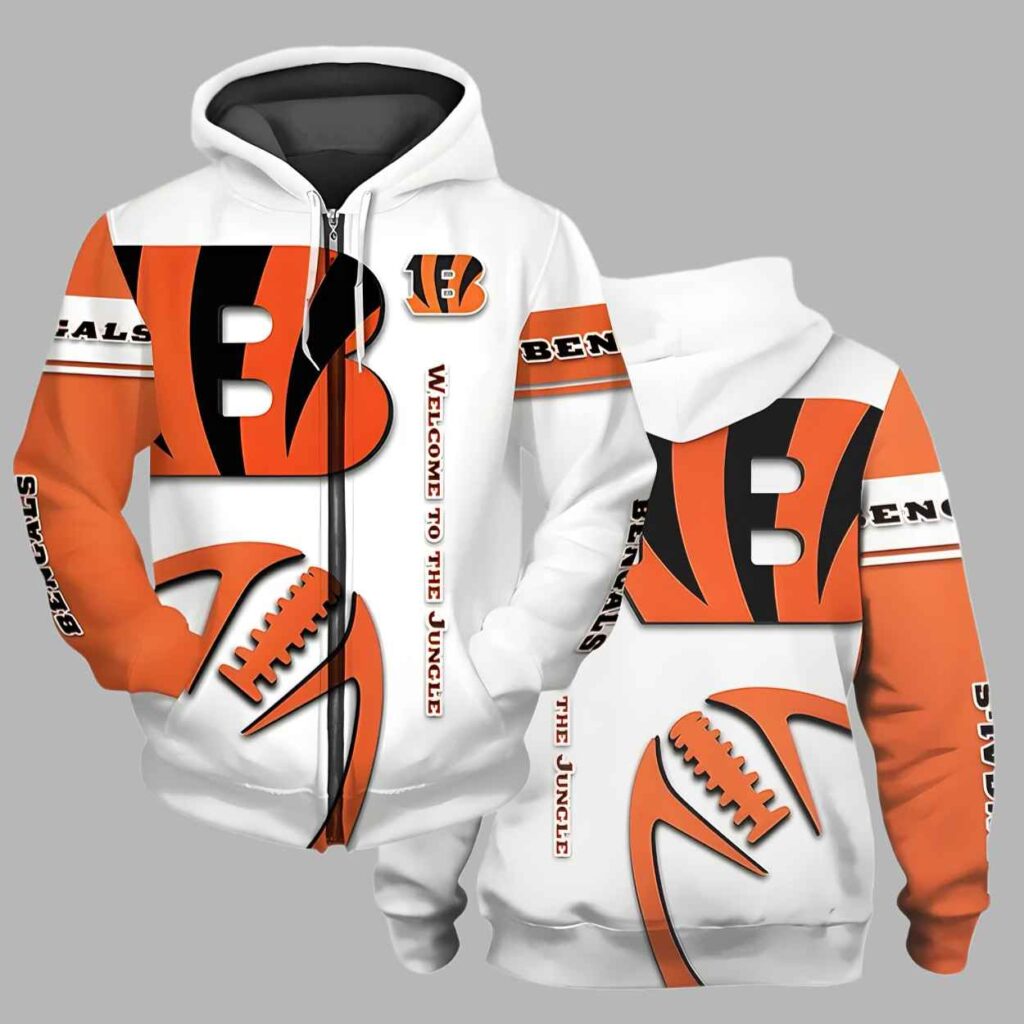 Unisex Bengals Printed Bold Zip Hoodie Set 2