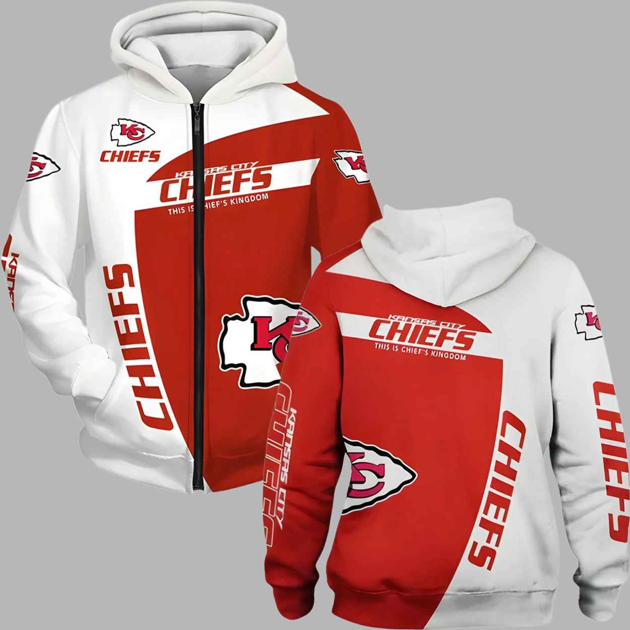 Unisex Chiefs Printed Bold Zip Hoodie Set 2 Unisex Chiefs Printed Bold Zip Hoodie Set 2