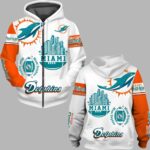 Unisex Dolphins Printed Bold Zip Hoodie Set