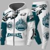 Unisex Eagles Printed Bold Zip Hoodie Set 2