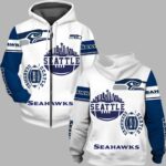 Unisex Seahawks Printed Bold Zip Hoodie Set