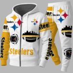 Unisex Steelers Printed Bold Zip Hoodie Set