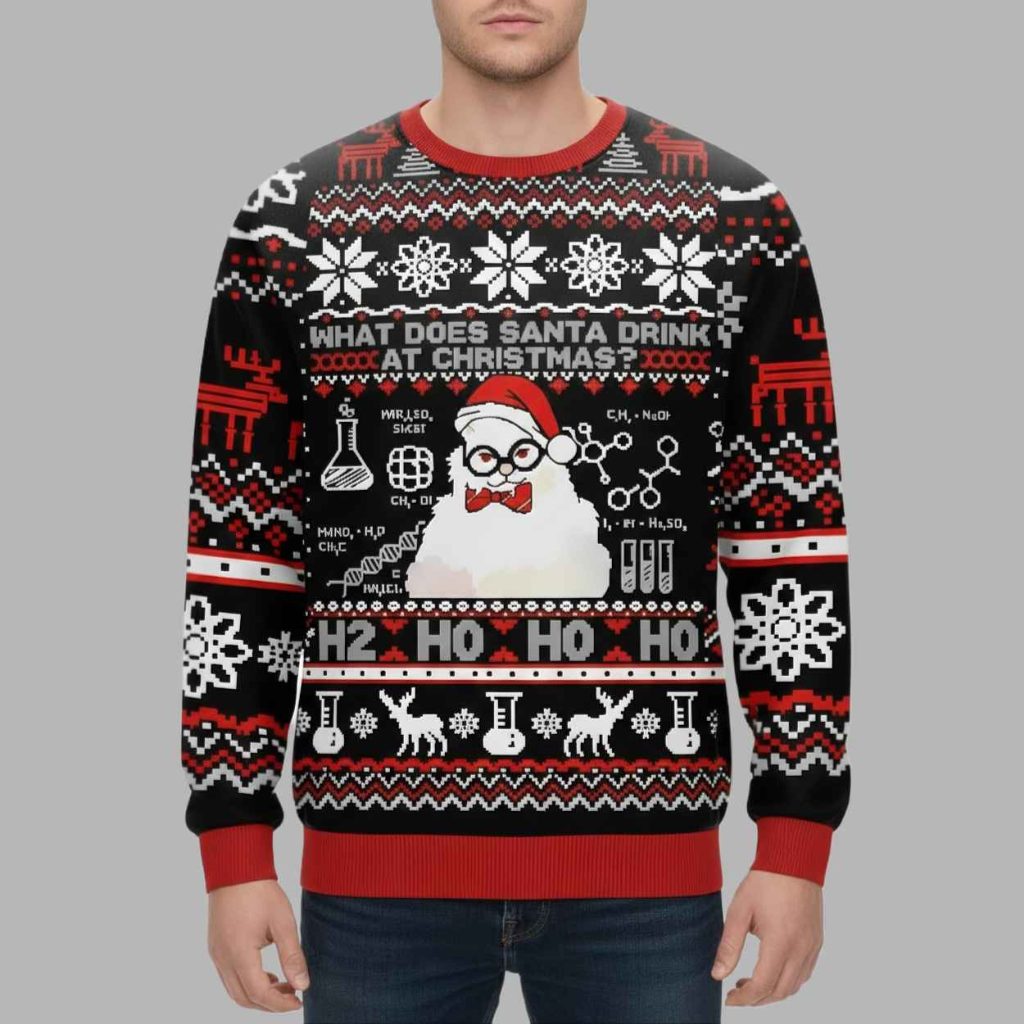 What Does Santa Drink At Christmas Christmas Ugly Sweater 1