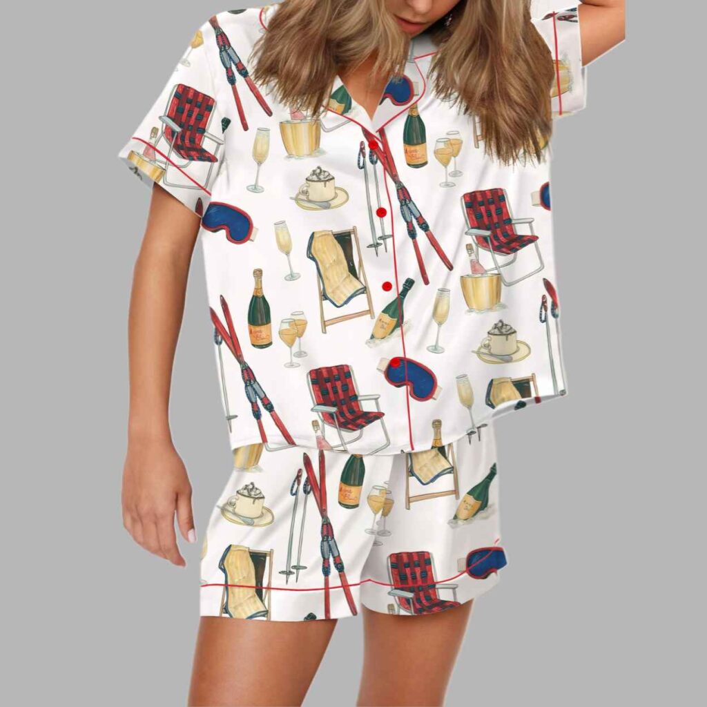 Apres Ski Champagne Season Silky Satin Pajama Set 4