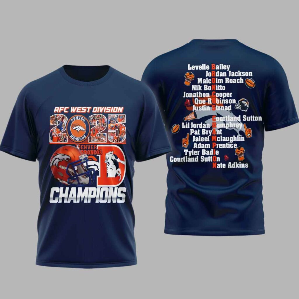 Broncos 2025 AFC West Division Champion 3D Shirt 2