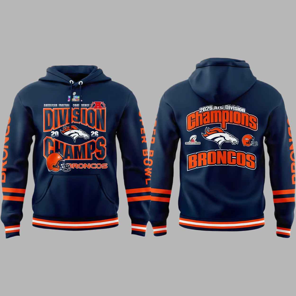 Broncos 2026 AFC Division Champions Blue Hoodie 2 Broncos 2026 AFC Division Champions Blue Hoodie 2