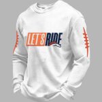 Broncos Let's Ride Waffle Knit Long Sleeve Crewneck T-Shirt