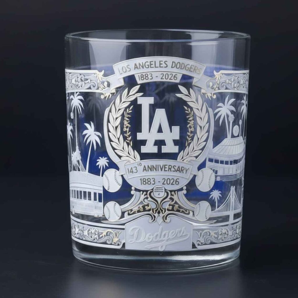 Dodgers 143th Anniversary 1883 2026 Engraved Whiskey Glass 2