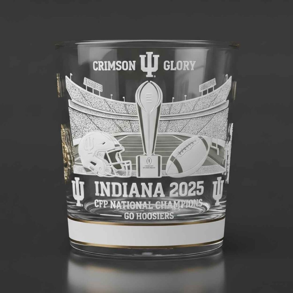 Indiana National Champion 2025 Engraved Whiskey Glass 2