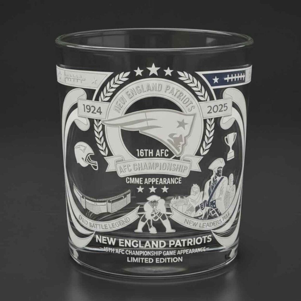 Patriots AFC Championship Engraved Whiskey Glass 2