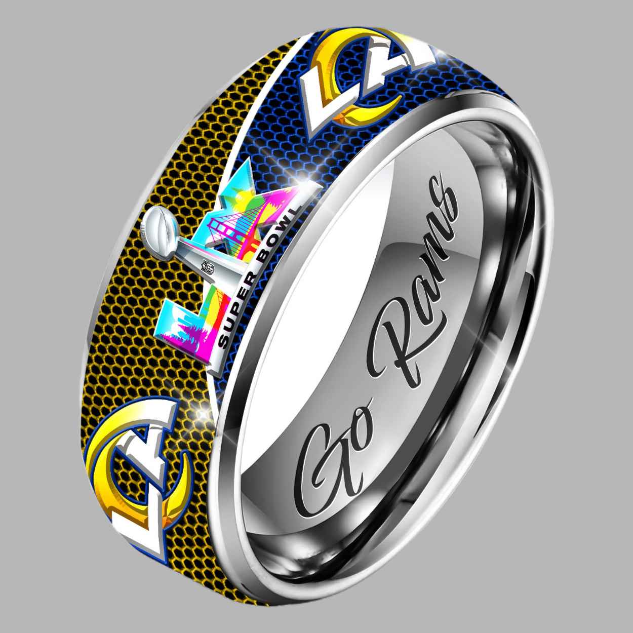 Rams SB LX Silver Tungsten Ring 1 Rams SB LX Silver Tungsten Ring 1