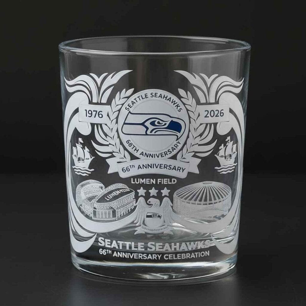Seahawks 66th 1976 2026 Anniversary Engraved Whiskey Glass 2