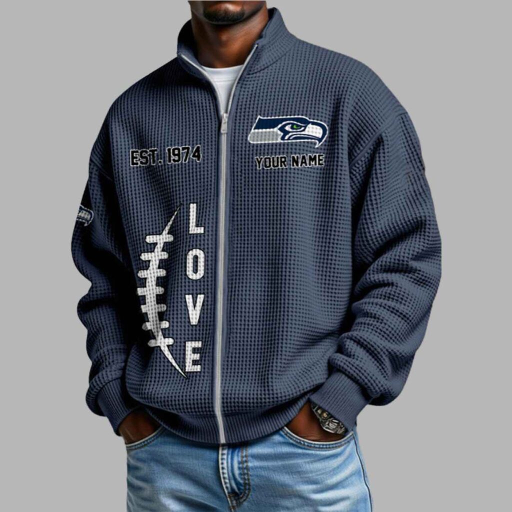 Seahawks EST 1974 Waffle Half Zip Sweatshirt 3