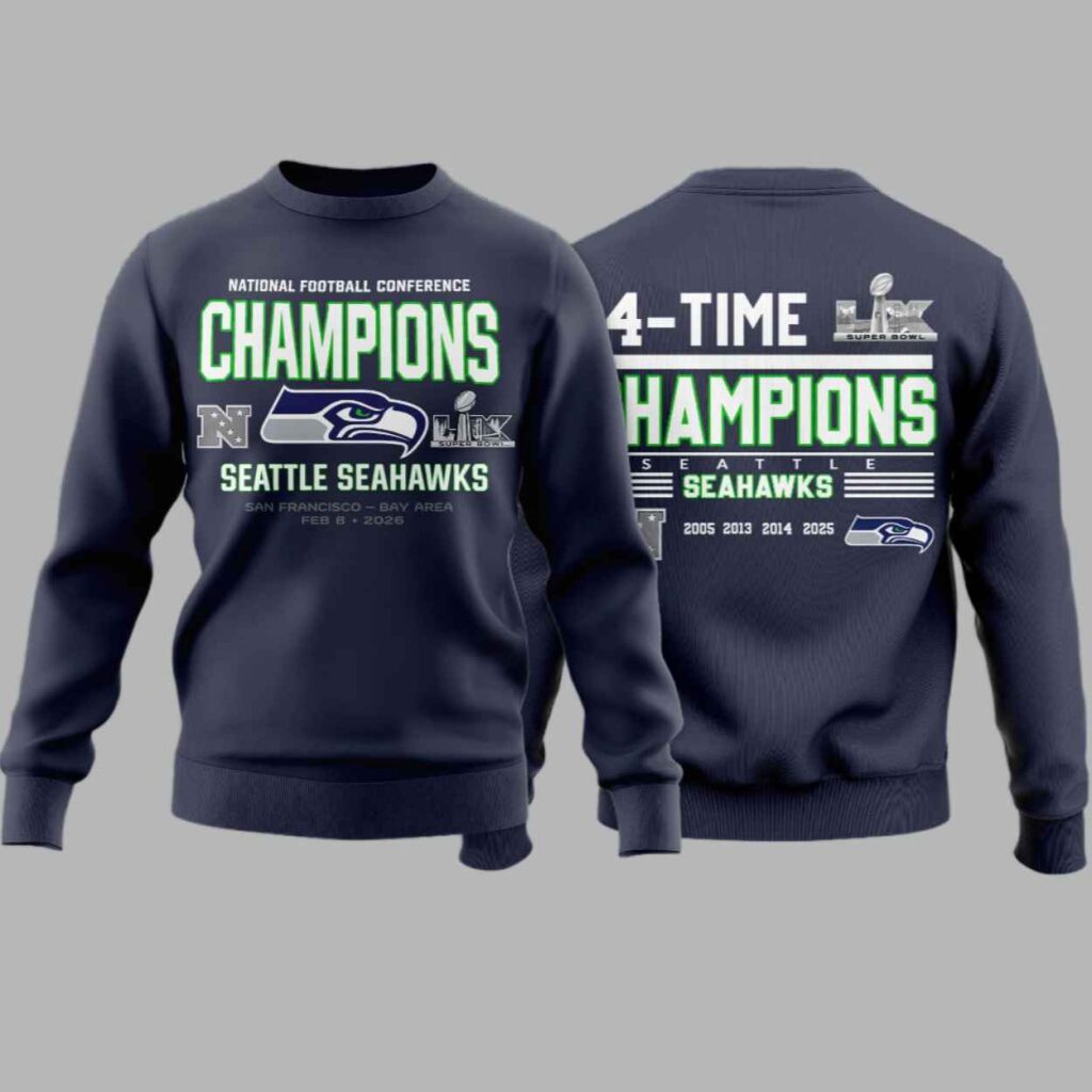 Seahawks Navy 2025 NFC Champions Tshirt 2