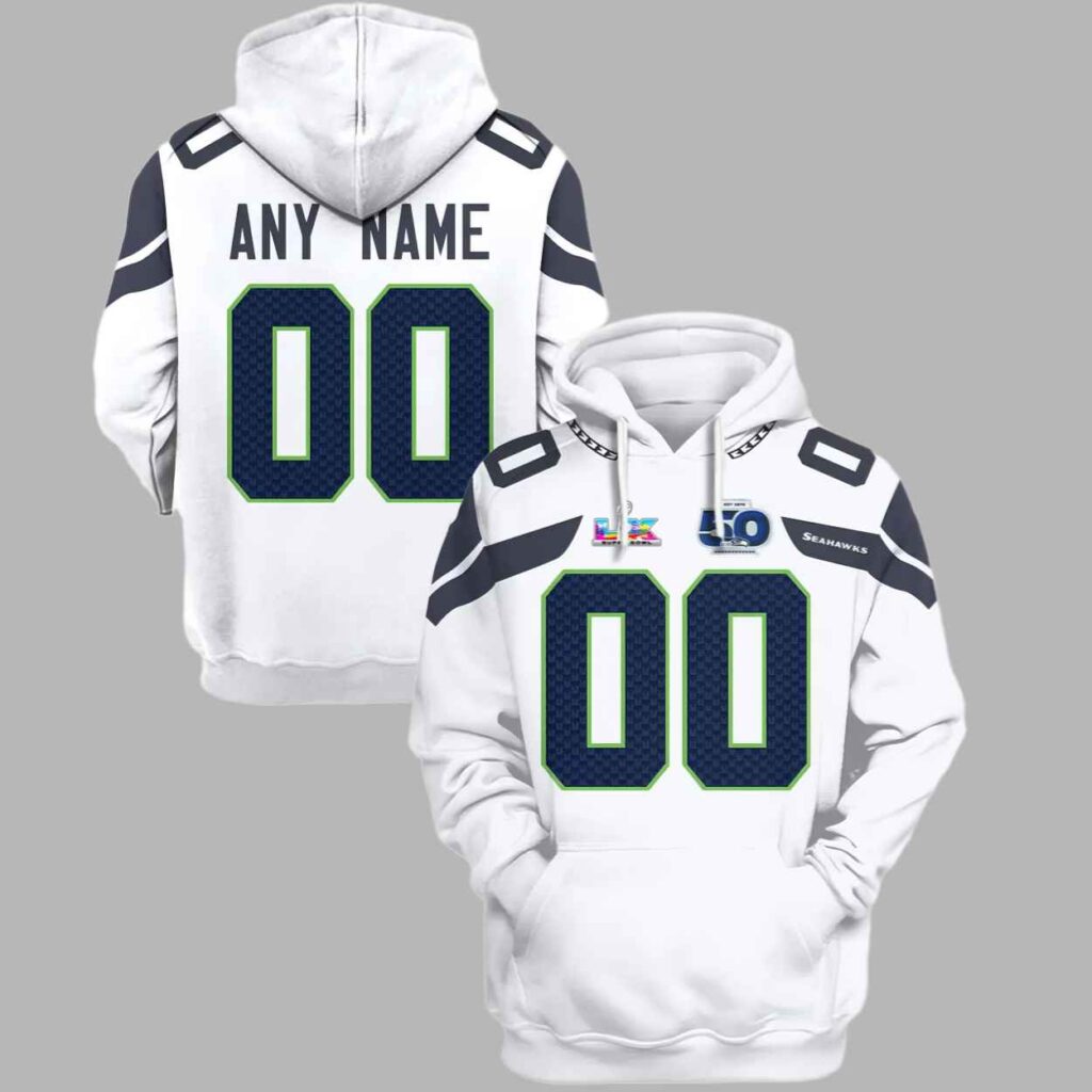 Seahawks SB LX Personalized Name and Number Alternate 50th Season Hoodie 1