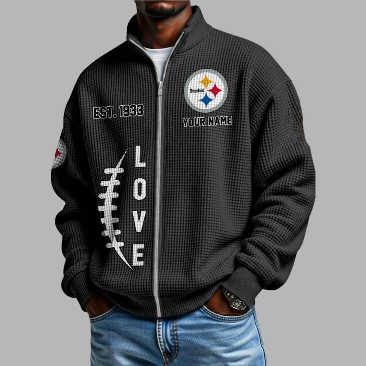 Steelers EST 1933 Waffle Half Zip Sweatshirt 1 Steelers EST 1933 Waffle Half Zip Sweatshirt 1