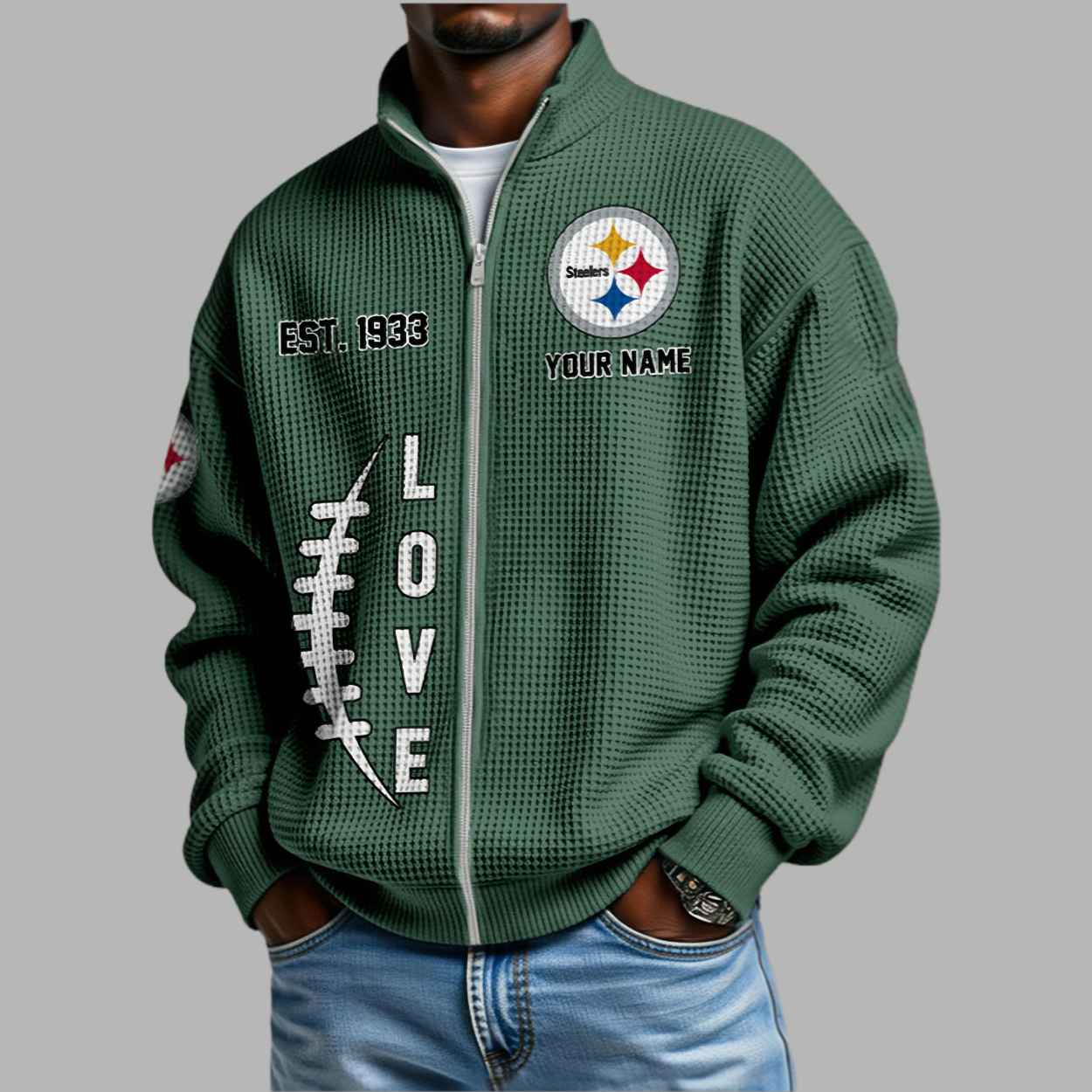 Steelers EST 1933 Waffle Half Zip Sweatshirt 3 Steelers EST 1933 Waffle Half Zip Sweatshirt 3