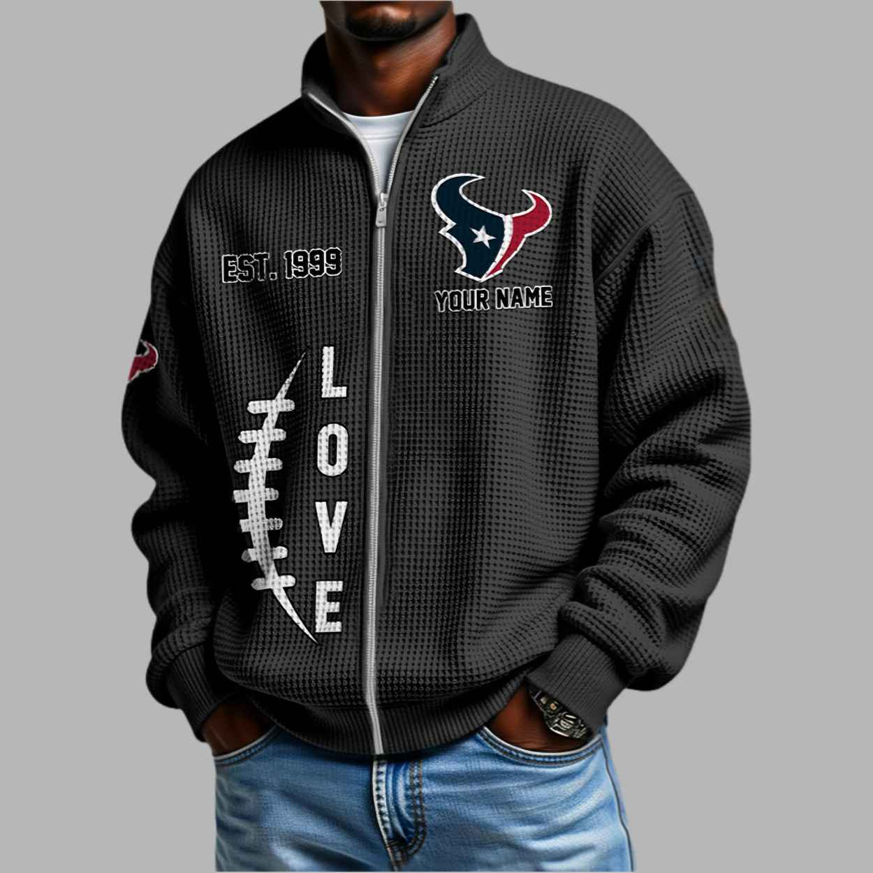 Texans EST 1999 Waffle Half Zip Sweatshirt 1 Texans EST 1999 Waffle Half Zip Sweatshirt 1