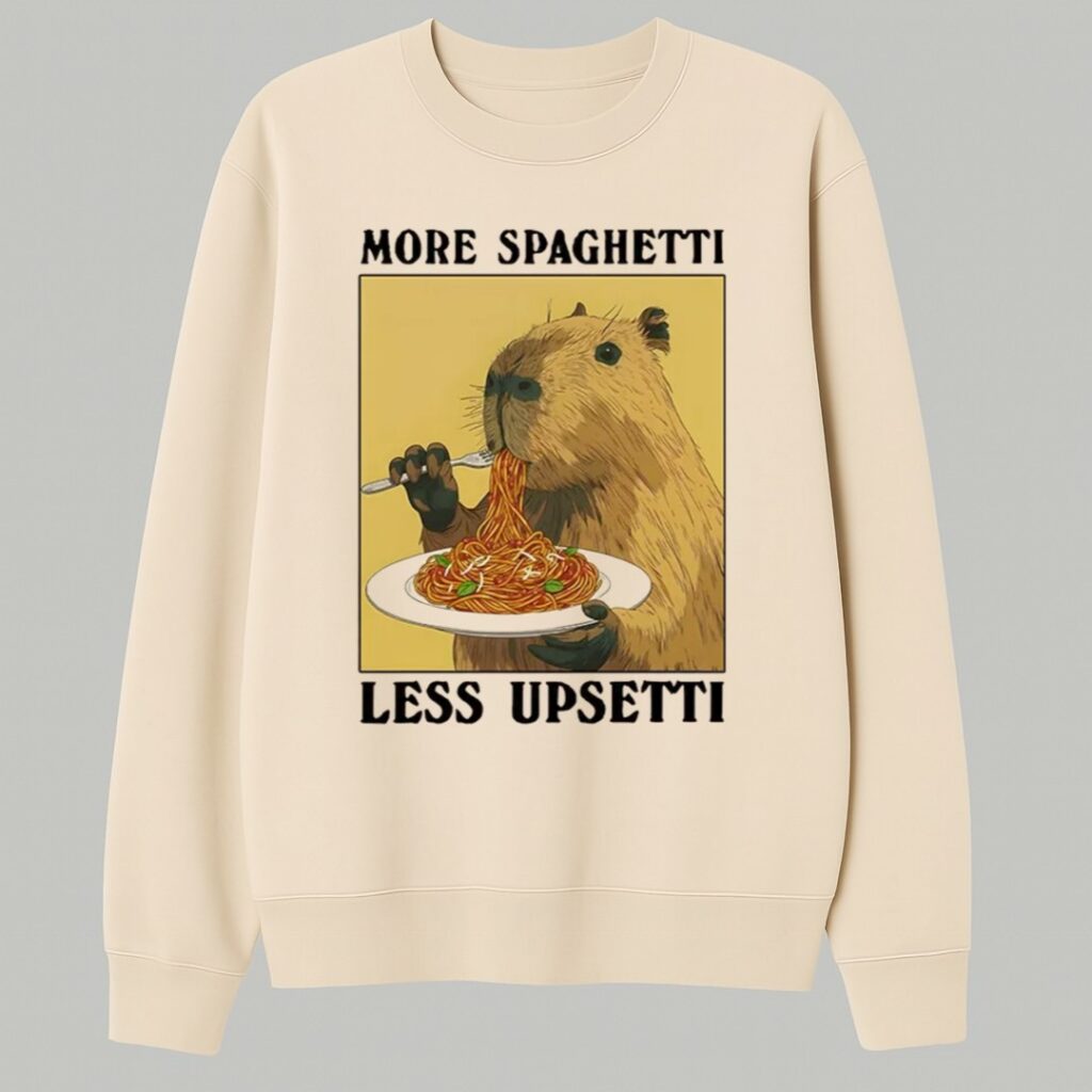 Capybara Eating Pasta Washed T Shirt 2