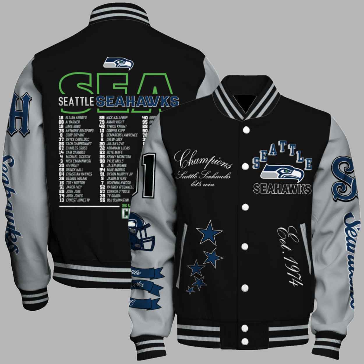 Seahawks Bowl LX Baseball Jacket 2 Seahawks Bowl LX Baseball Jacket 2