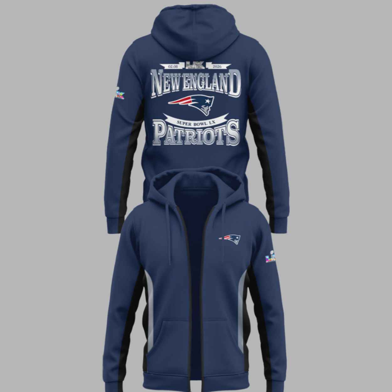 NE Patriots SBLX Zip Hoodie 1 NE Patriots SBLX Zip Hoodie 1