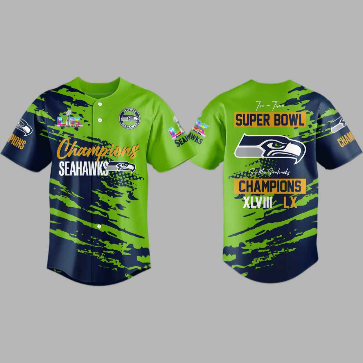 Seahawks Champions SB LX Baseball Jersey 1 Seahawks Champions SB LX Baseball Jersey 1
