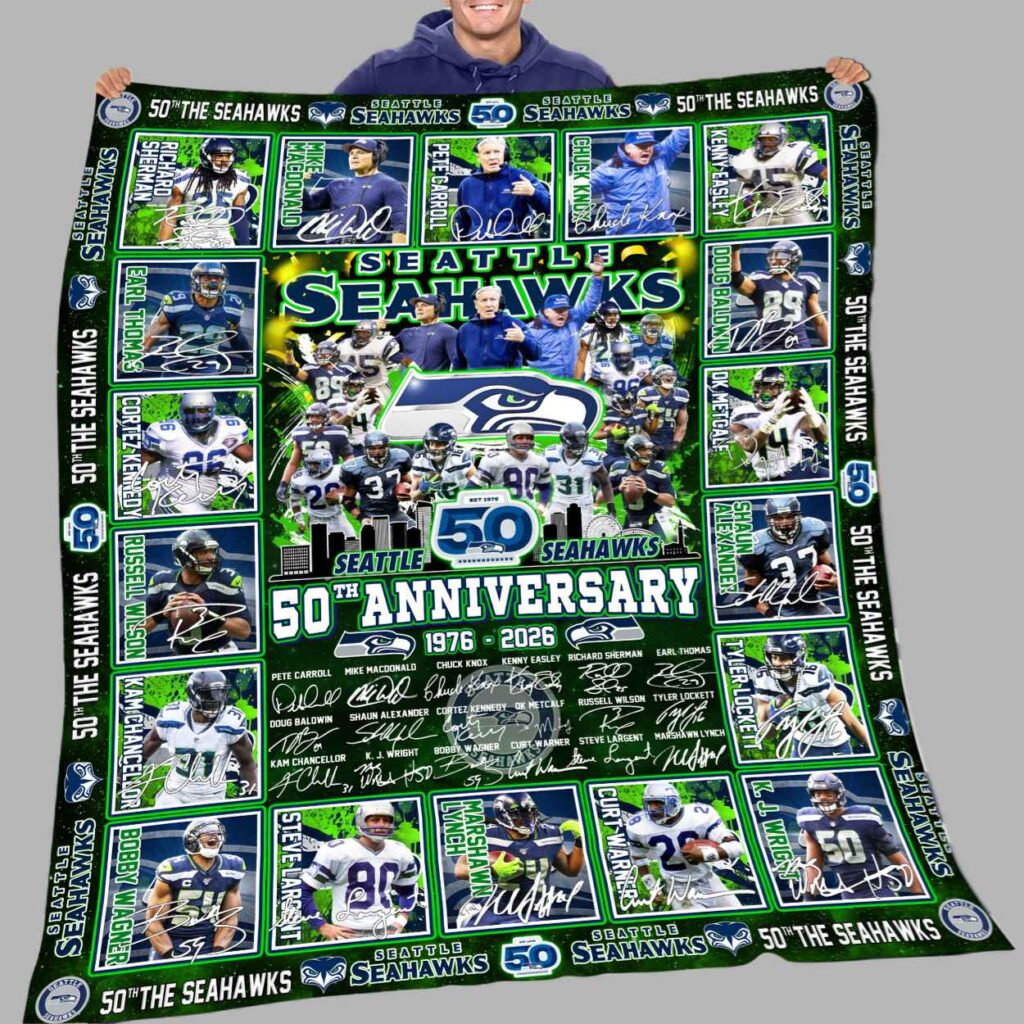 Seattle Seahawks 50th Anniversary 1976 2026 Blanket 1