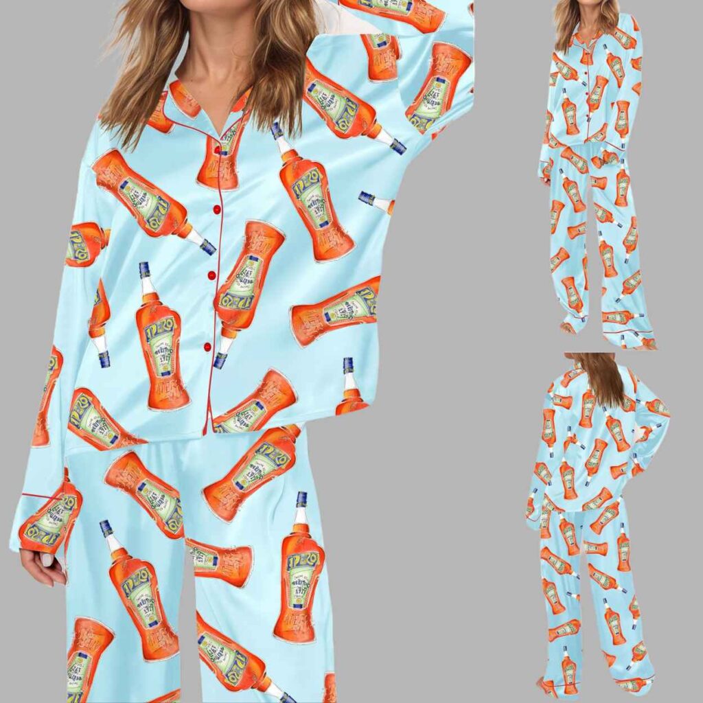 Aperol Bottle Silky Satin Pajama Set 2