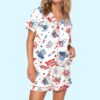 America 250th Anniversary Red White Blue Silky Satin Pajama Set 2