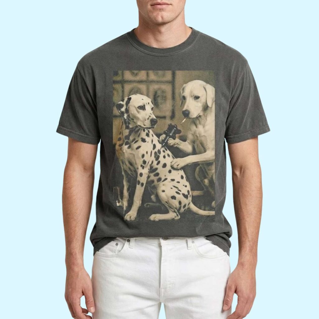 Retro Dalmatian Dog Tattoo Artist T shirt 2