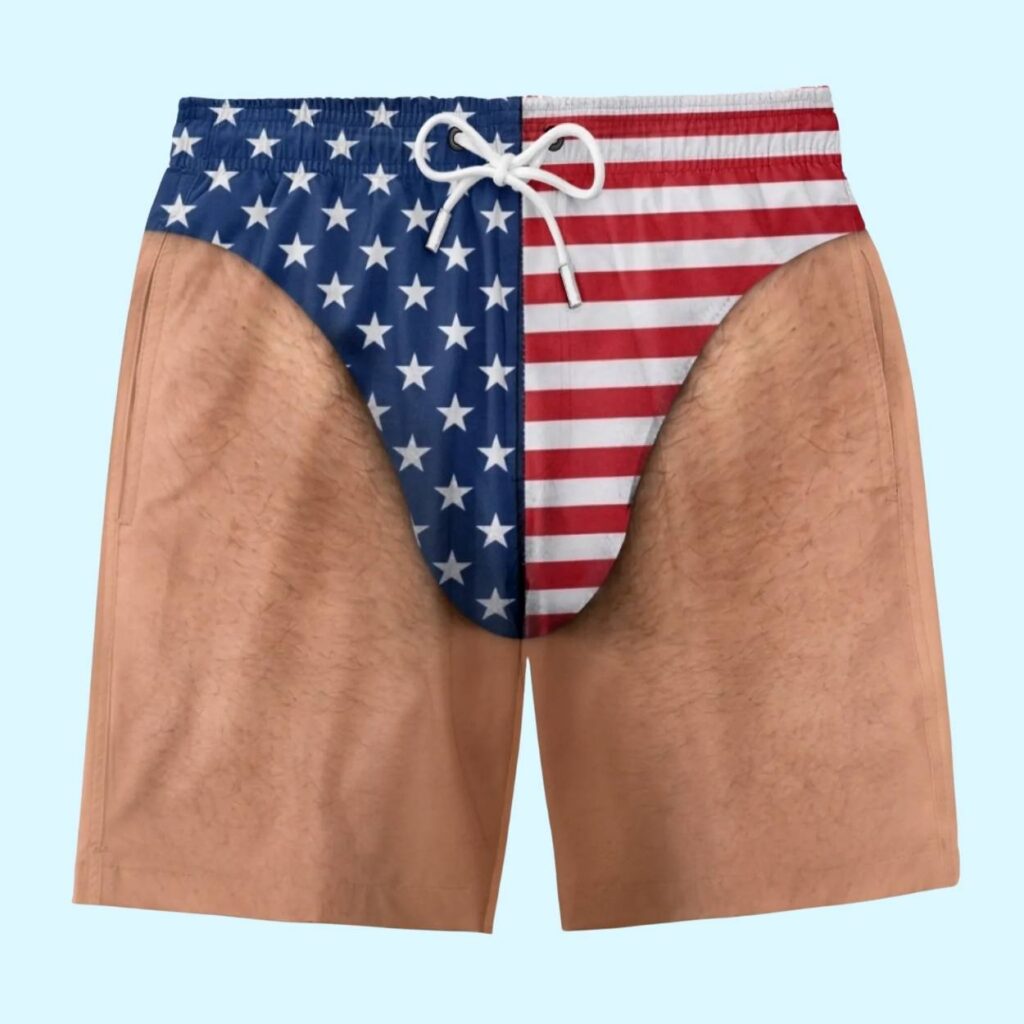 Funny Patriotic Men Swim Trunks Hawaiian Shorts 2