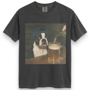 Dylan Crews Boston Terrier Drinking Beer T shirt 1