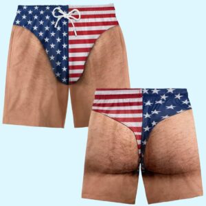 Funny Patriotic Men Swim Trunks Hawaiian Shorts 1