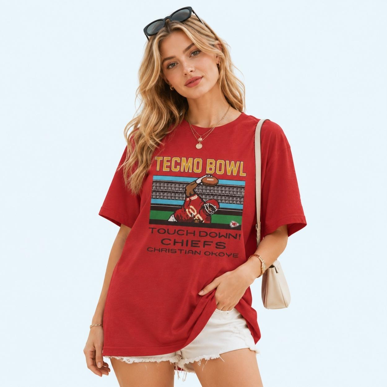 Christian Okoye Tecmo Bowl Touchdown Chiefs Shirt 3 Christian Okoye Tecmo Bowl Touchdown Chiefs Shirt 3