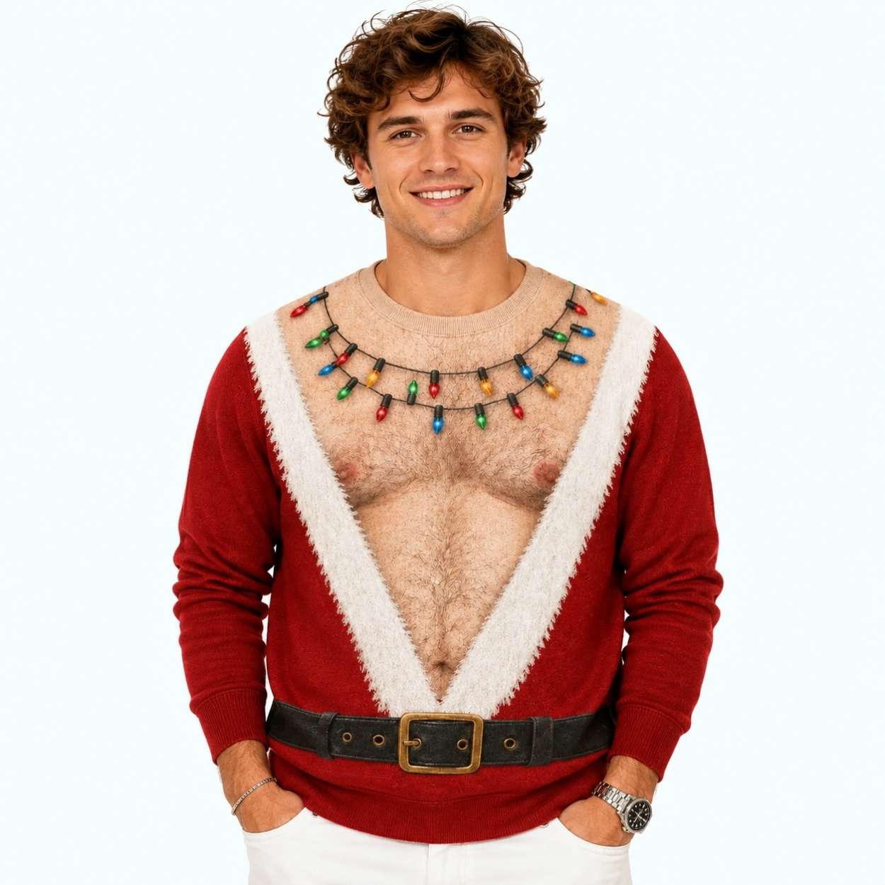 Santa Hairy Chest Christmas Ugly Sweater 3 Santa Hairy Chest Christmas Ugly Sweater 3
