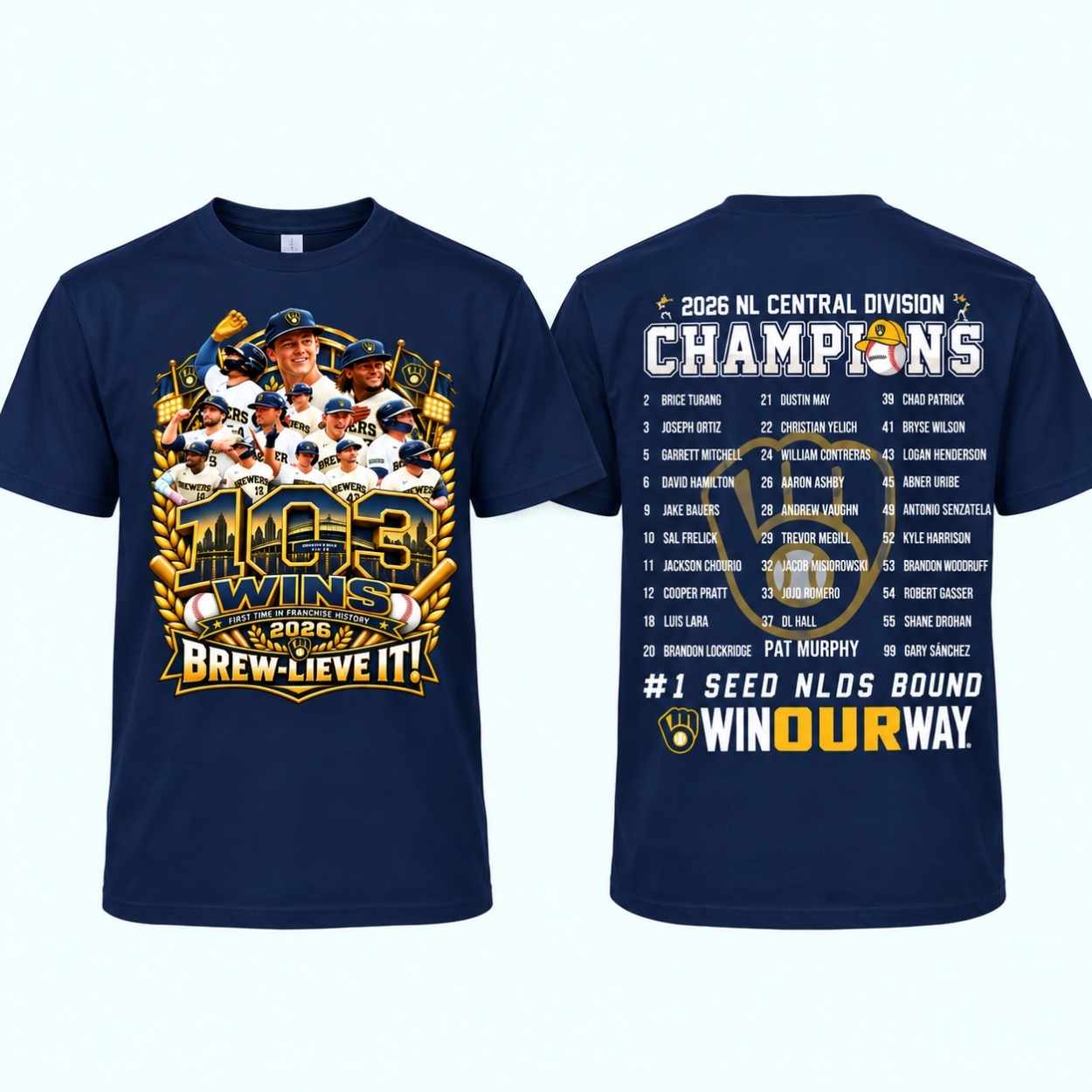 2026 Brewers 103 Wins NL Central Division Champions Shirt 1 2026 Brewers 103 Wins NL Central Division Champions Shirt 1