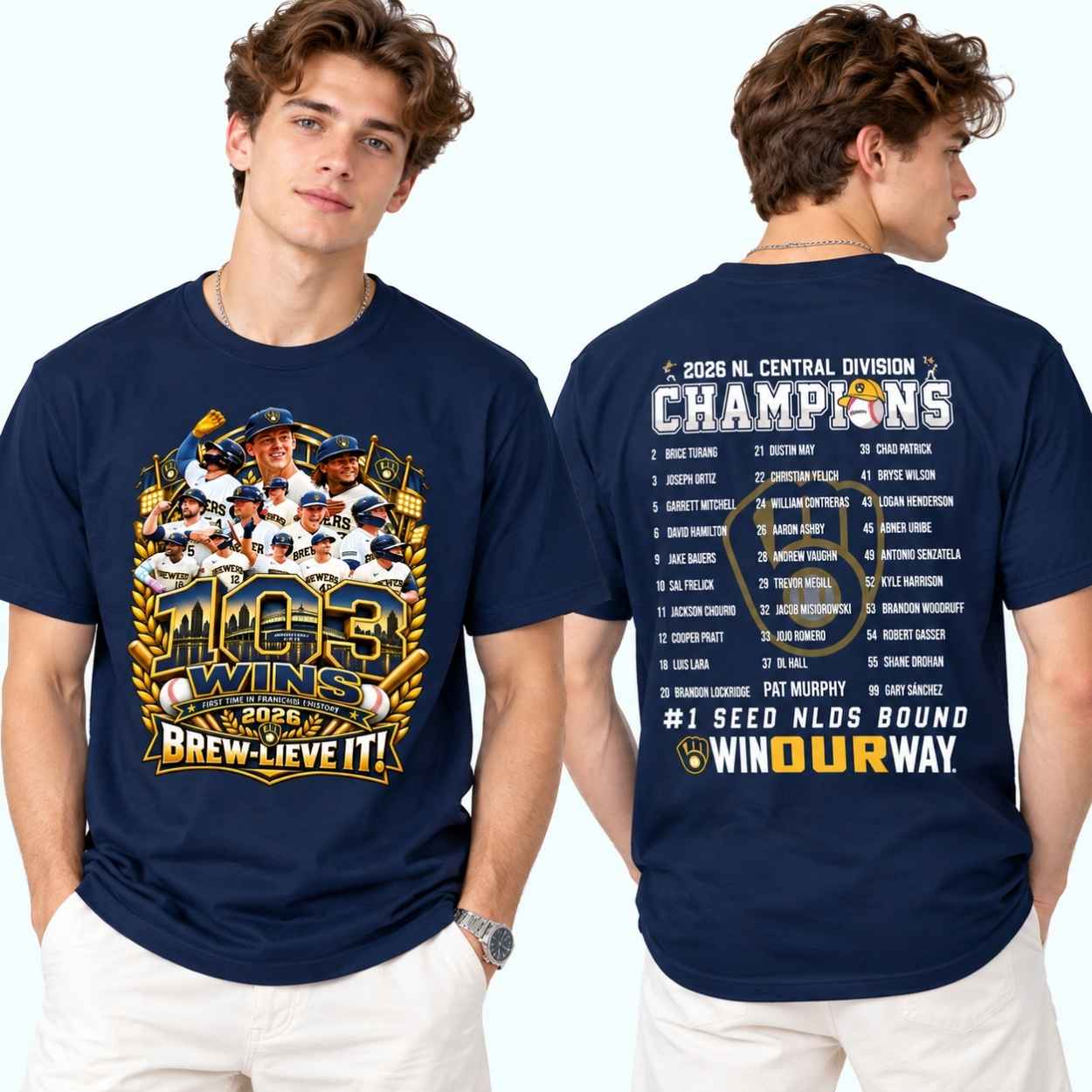 2026 Brewers 103 Wins NL Central Division Champions Shirt 2 2026 Brewers 103 Wins NL Central Division Champions Shirt 2
