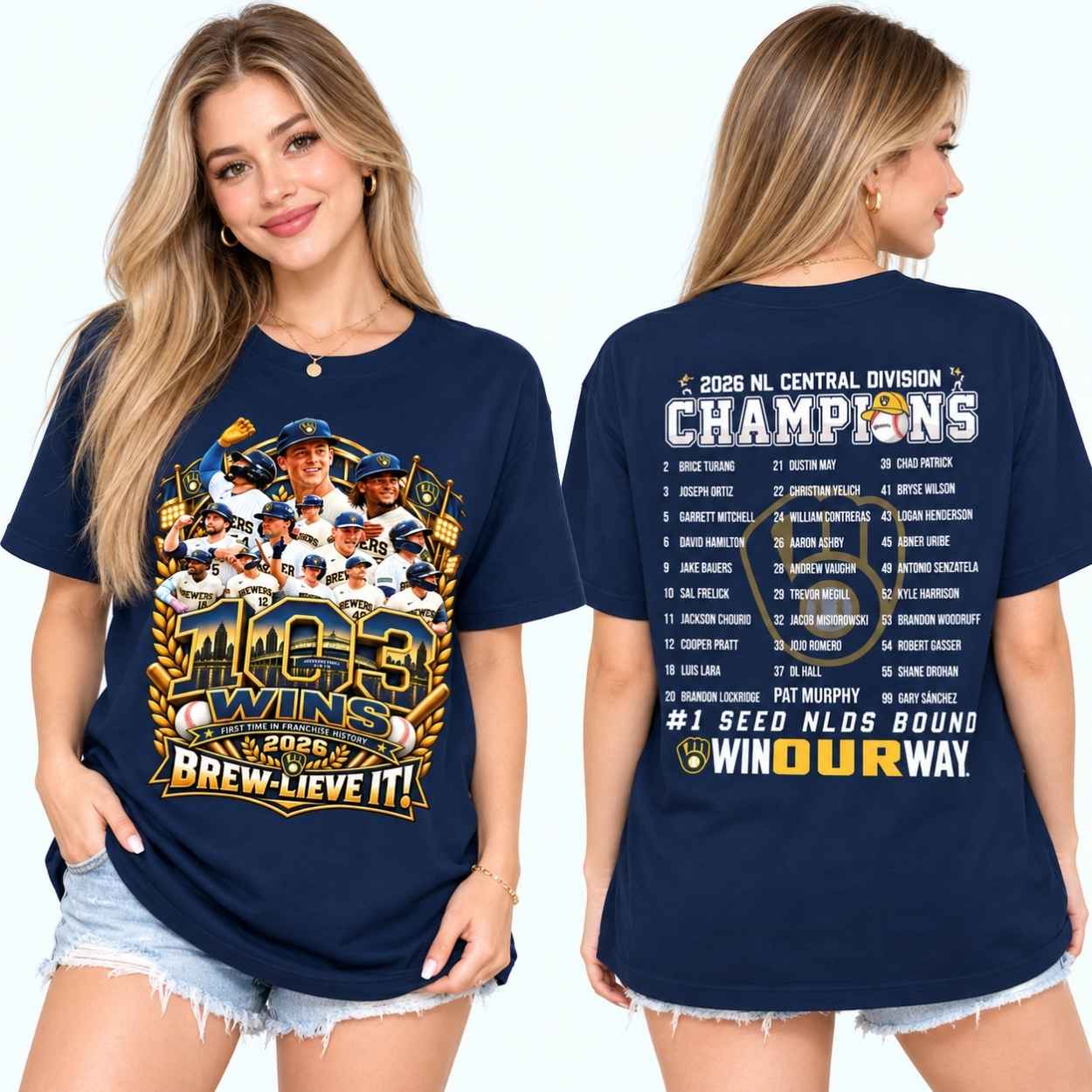 2026 Brewers 103 Wins NL Central Division Champions Shirt 3 2026 Brewers 103 Wins NL Central Division Champions Shirt 3