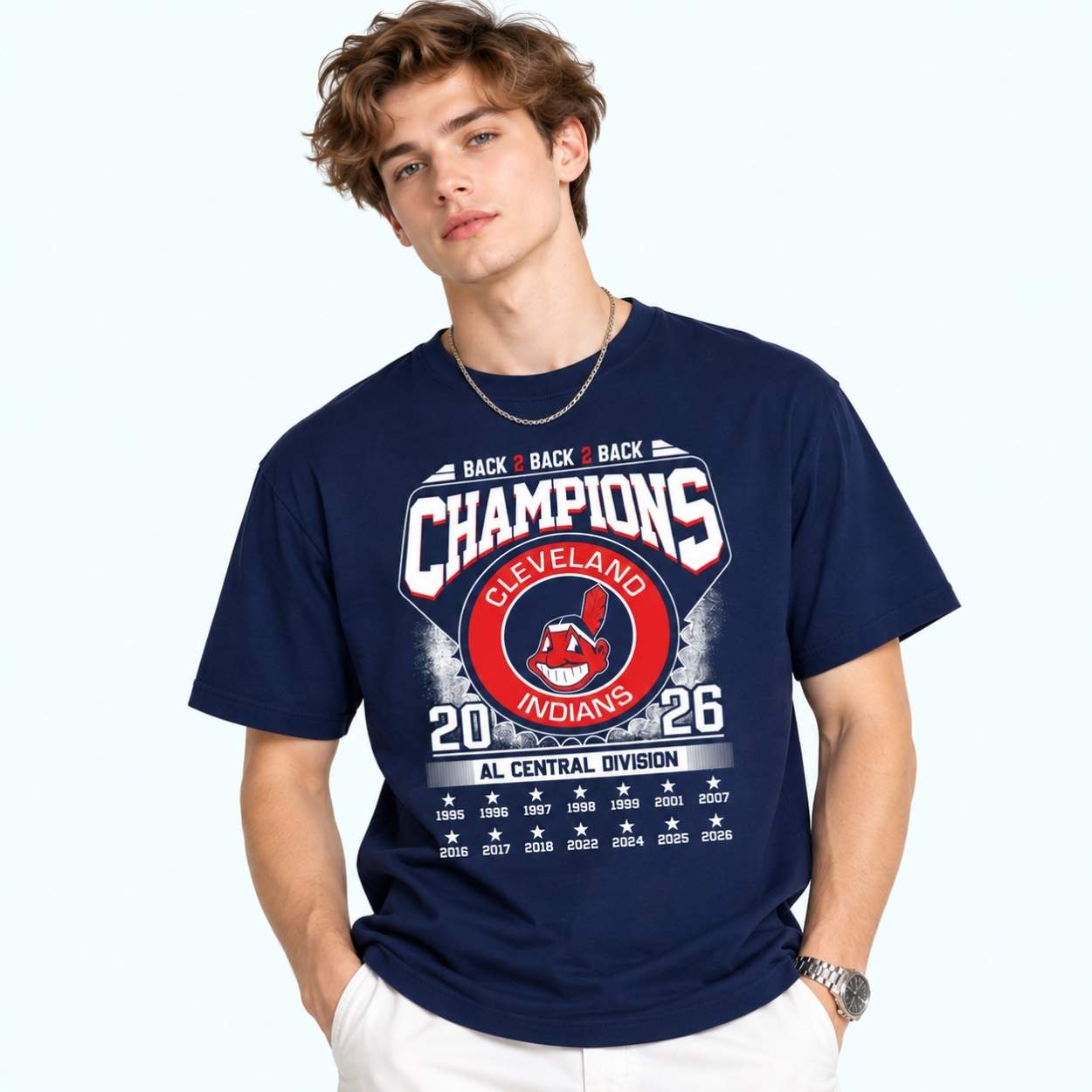 2026 Cleveland Indians Back 2 Back 2 Back AL Central Division Champions Shirt 4 2026 Cleveland Indians Back 2 Back 2 Back AL Central Division Champions Shirt 4