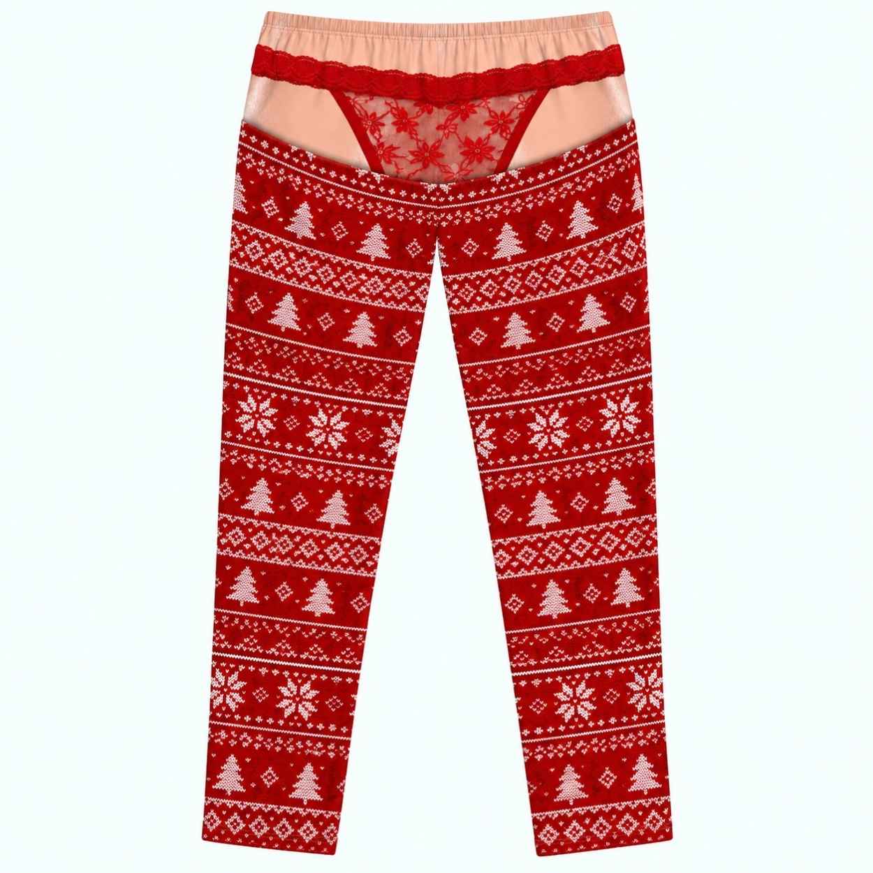 Christmas Lace Waist Pajama Pants 1 Christmas Lace Waist Pajama Pants 1