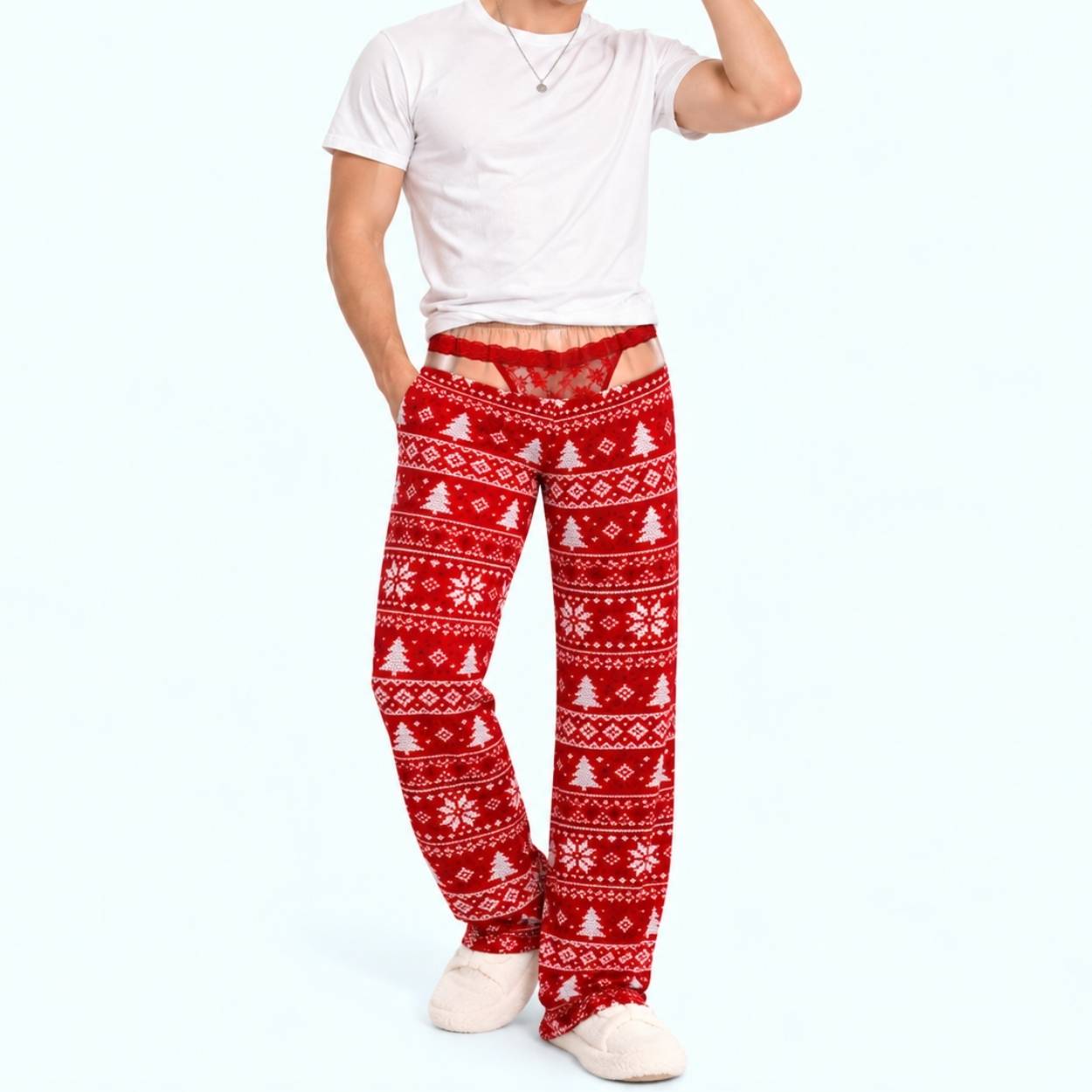 Christmas Lace Waist Pajama Pants 2 Christmas Lace Waist Pajama Pants 2