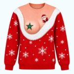 Funny Santa Cleavage Christmas Ugly Sweater