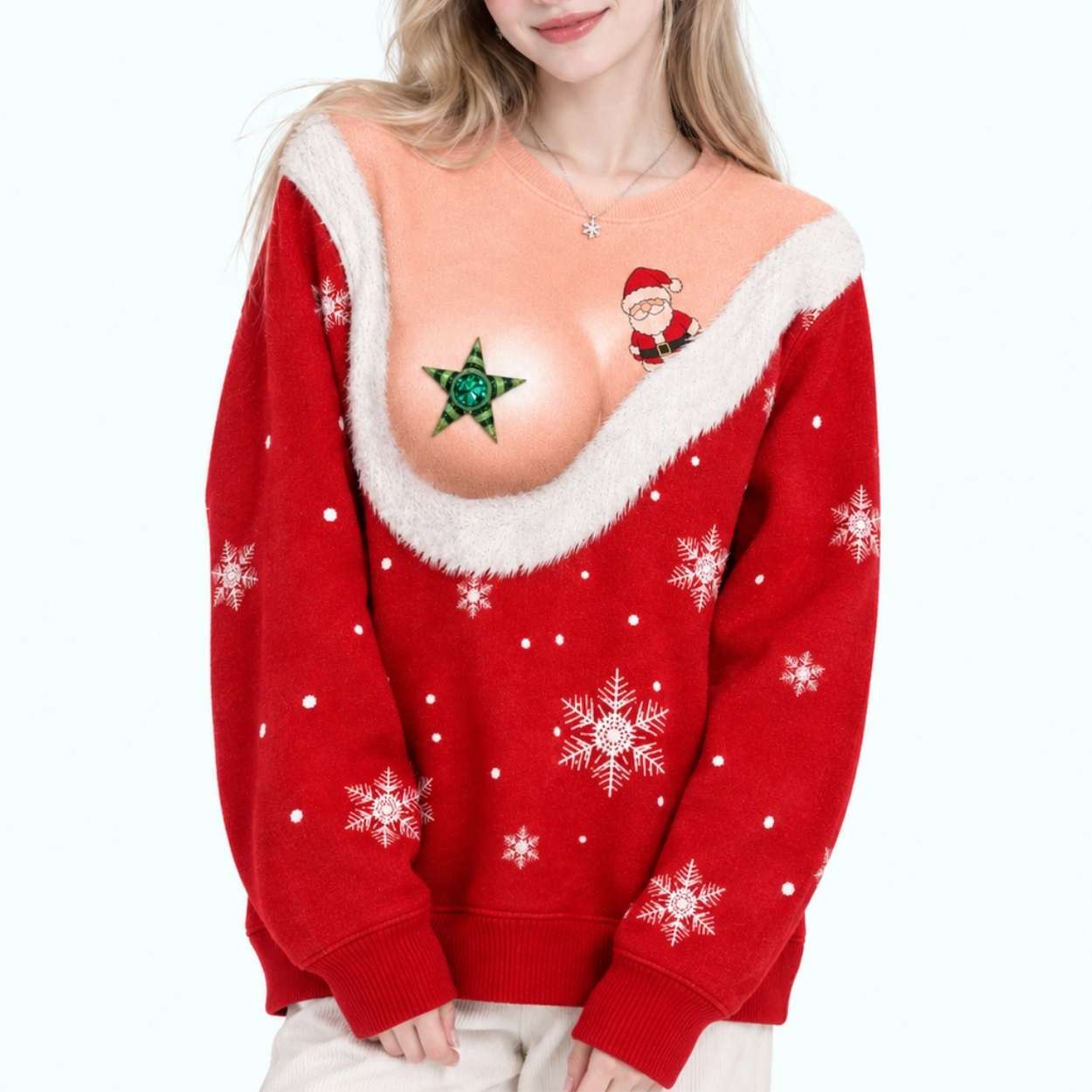 Funny Santa Cleavage Christmas Ugly Sweater 4 Funny Santa Cleavage Christmas Ugly Sweater 4