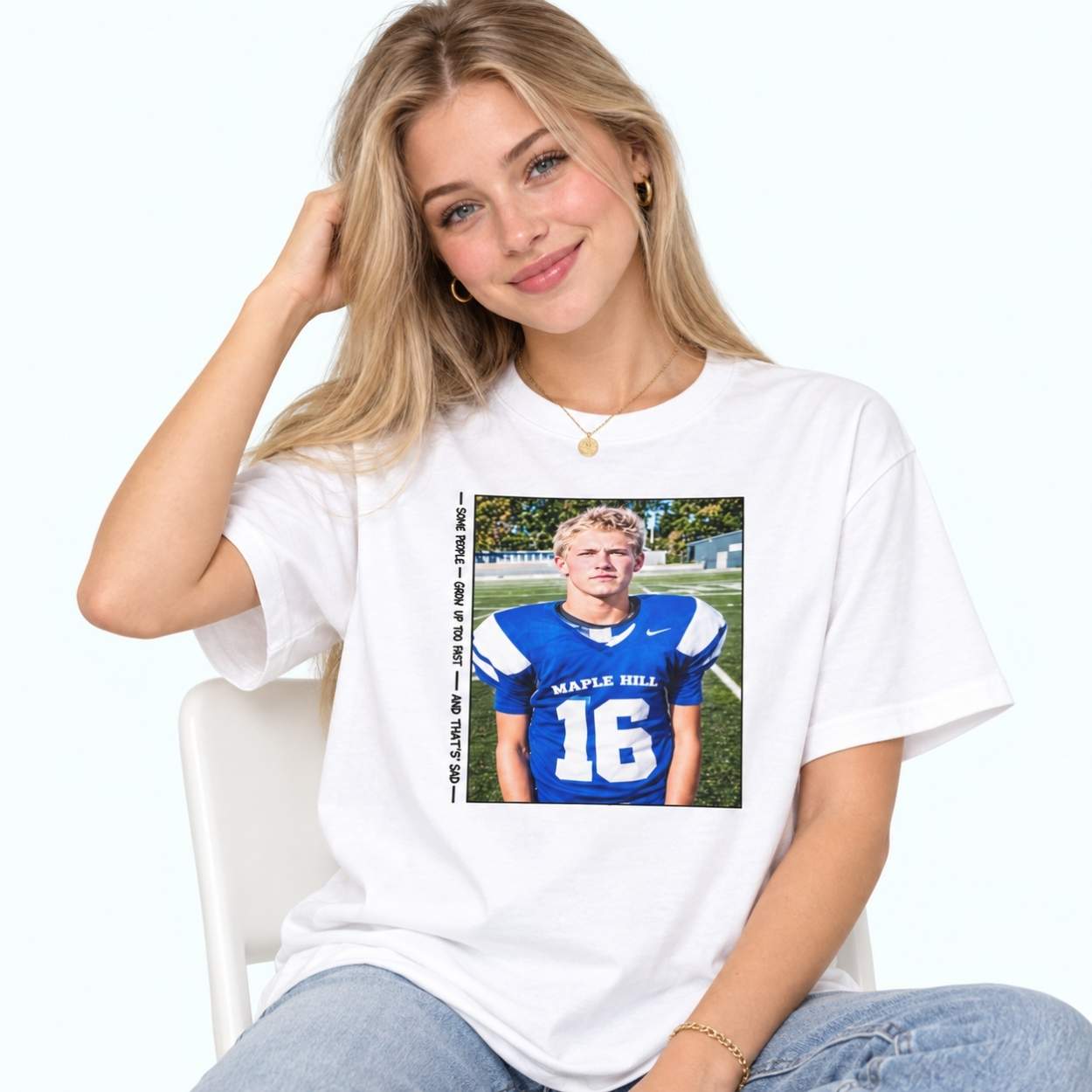 Jahmyr Gibbs Jared Goff’s High School Photo Shirt 2 Jahmyr Gibbs Jared Goff s High School Photo Shirt 2