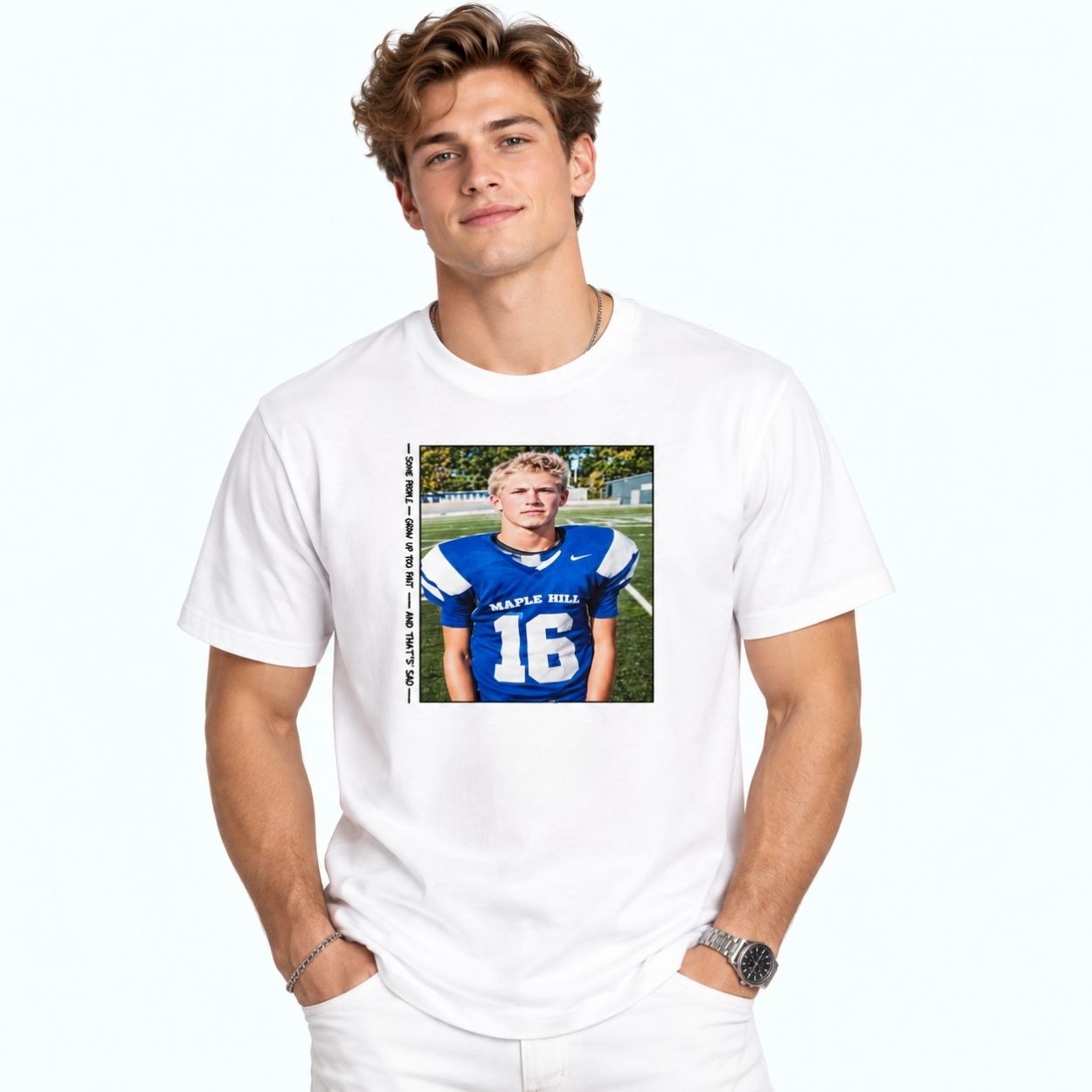 Jahmyr Gibbs Jared Goff’s High School Photo Shirt 3 Jahmyr Gibbs Jared Goff s High School Photo Shirt 3