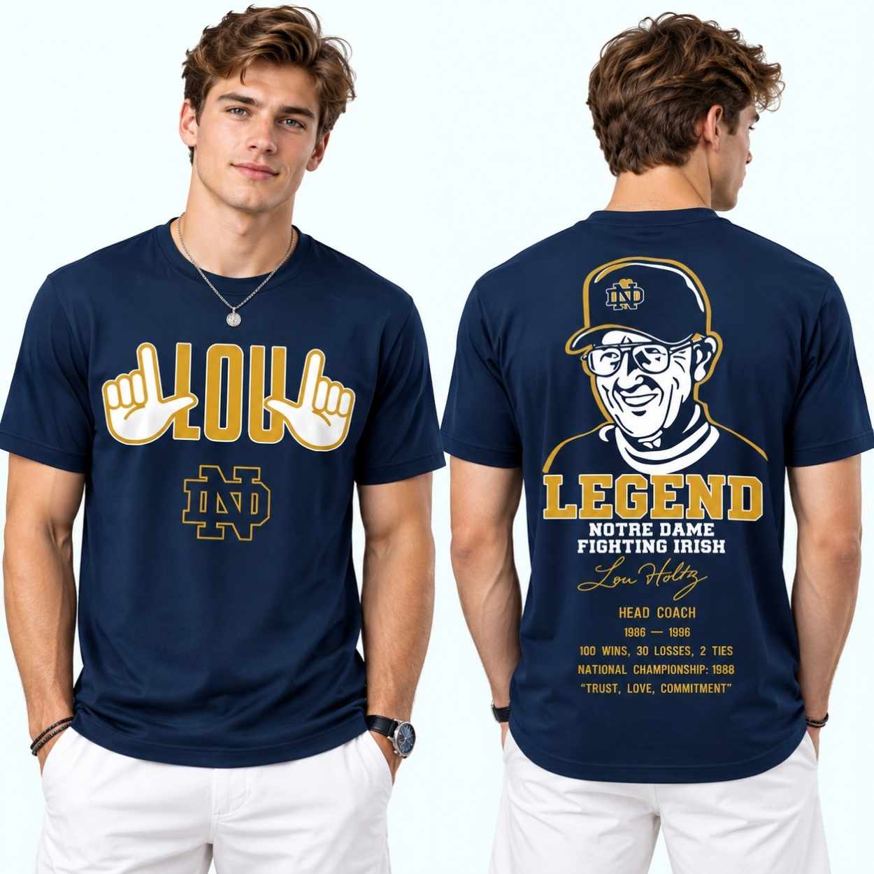 Lou Holtz Legend Notre Dame Fighting Irish Shirt 4 Lou Holtz Legend Notre Dame Fighting Irish Shirt 3