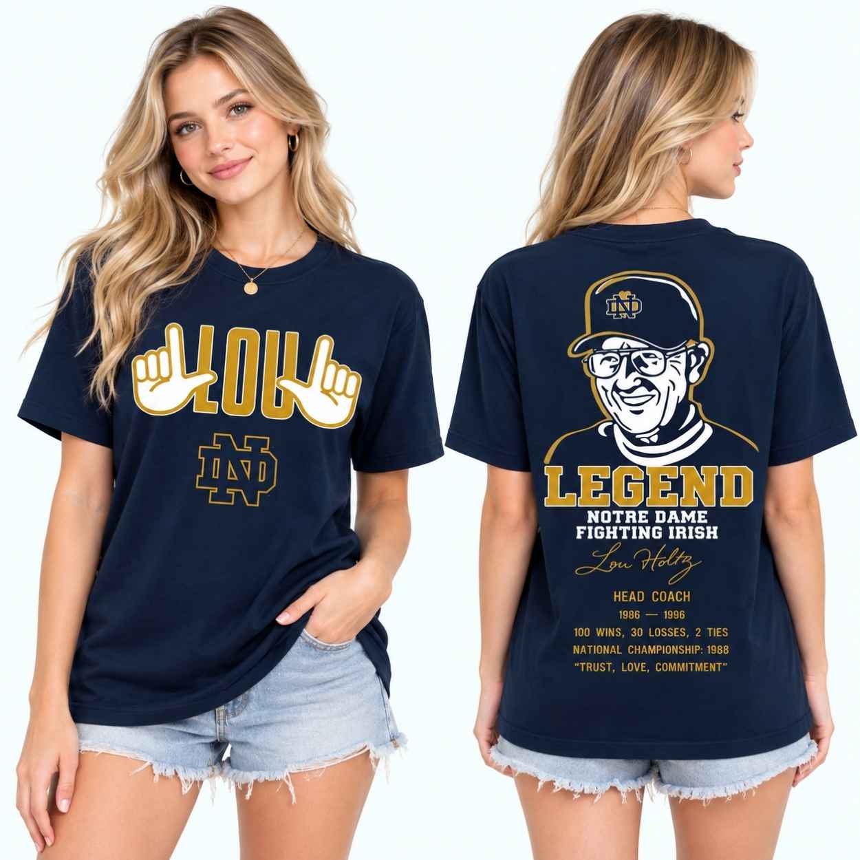 Lou Holtz Legend Notre Dame Fighting Irish Shirt 3 Lou Holtz Legend Notre Dame Fighting Irish Shirt 4