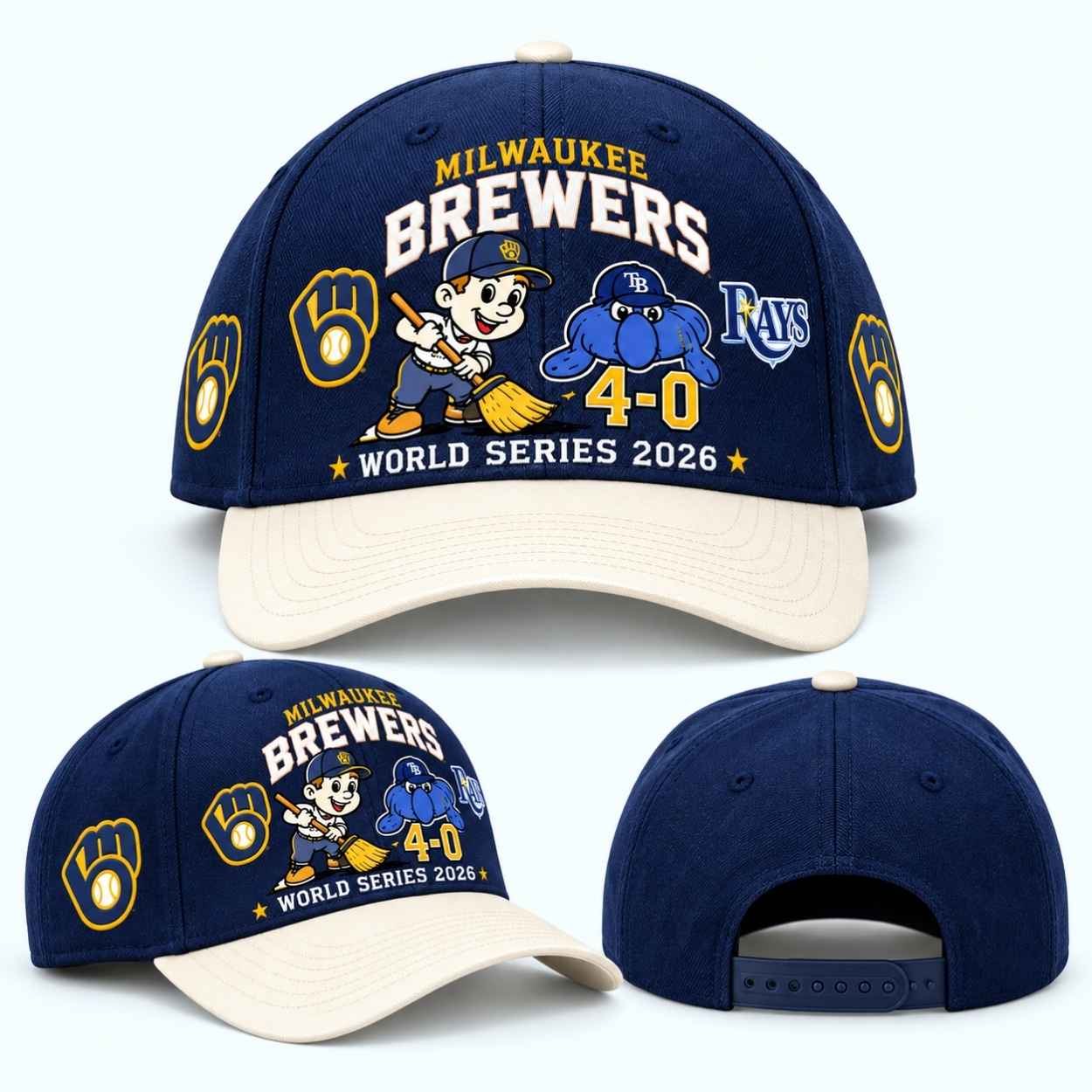 2026 Brewers World Series Sweep Rays 4-0 Hat 2 2026 Brewers World Series Sweep Rays 4 0 Hat 1