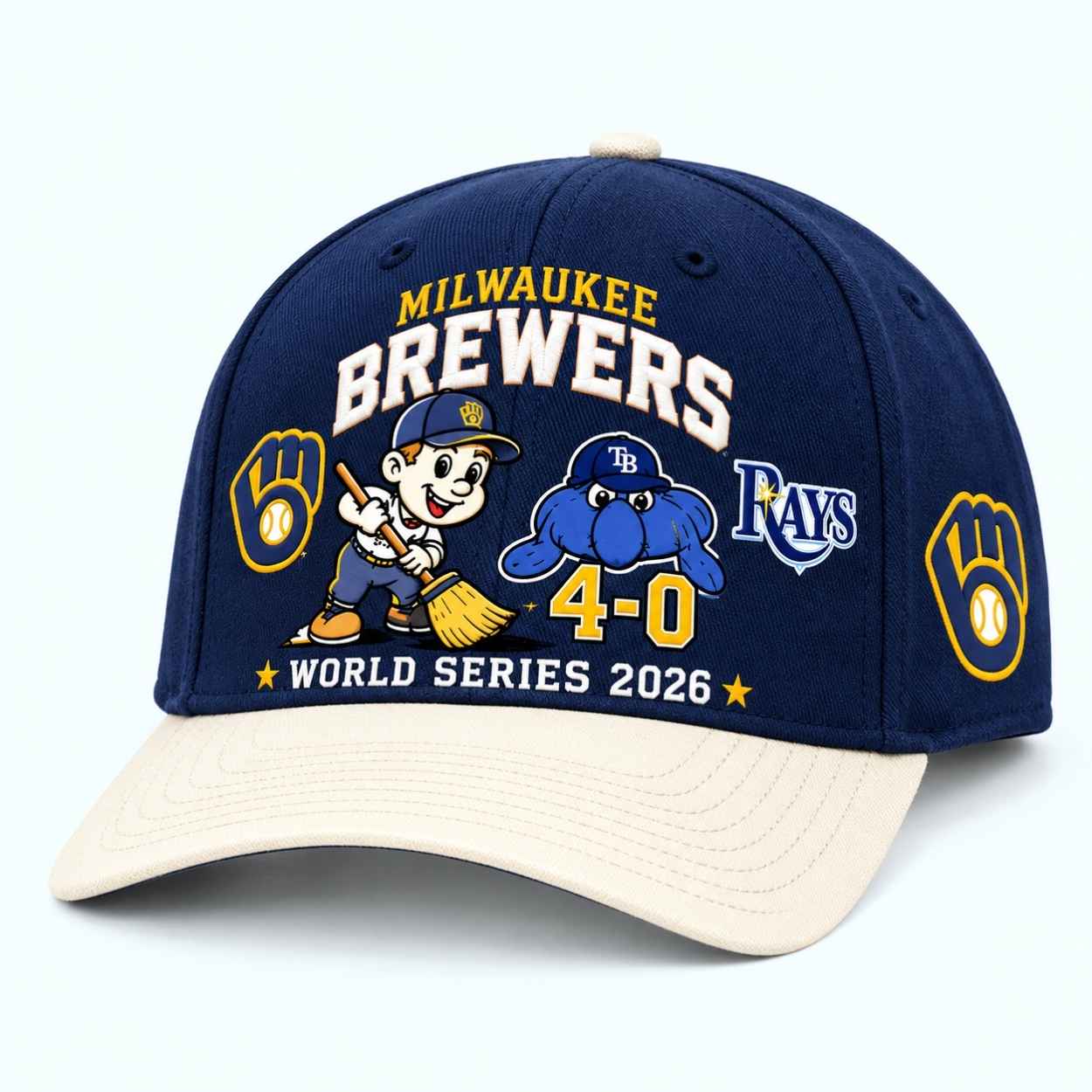 2026 Brewers World Series Sweep Rays 4-0 Hat 1 2026 Brewers World Series Sweep Rays 4 0 Hat 2